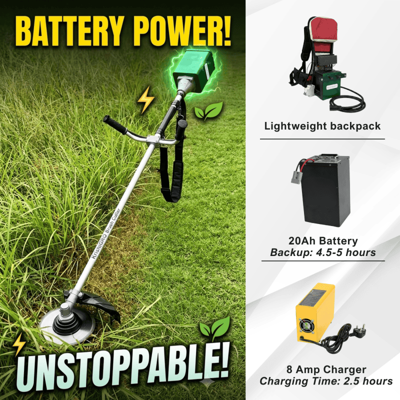 KrishiGRO 48V Battery Powered (Cordless) Electric Brush Cutter with Battery and Charger