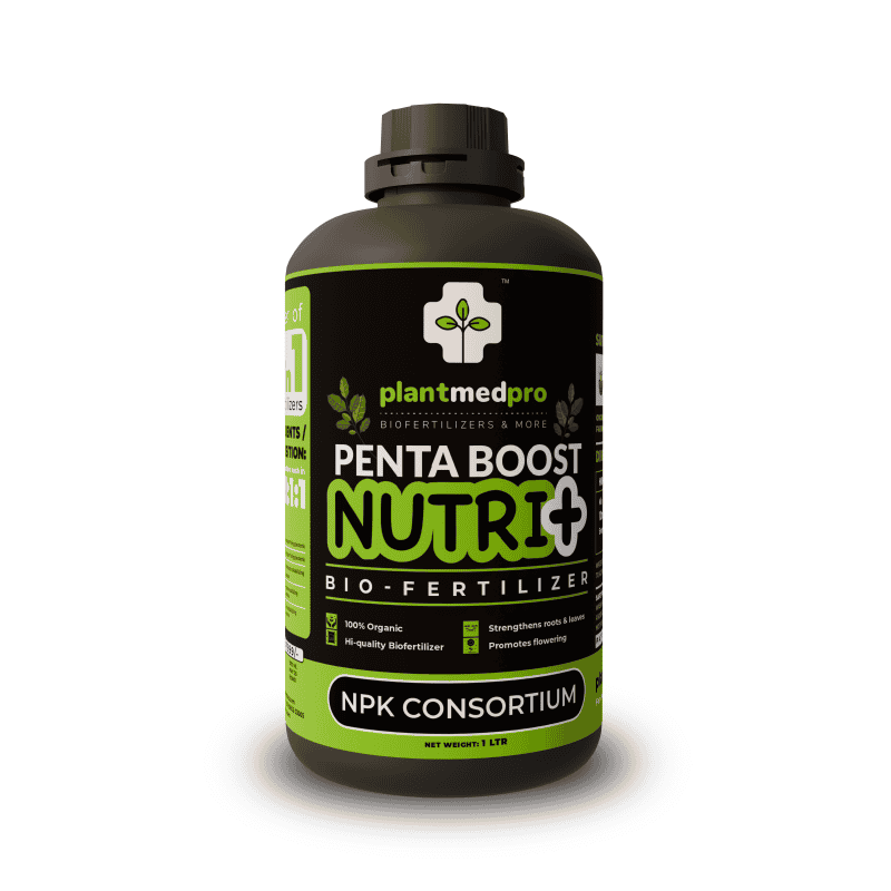 Plantmedpro™ Penta Boost Nutri+ 5-in-1 Biofertilizer - NPK & Zinc Mobilizing Microbes for Complete Plant Nutrition, Growth & Blooms | Organic fertilizer for home garden, pot plants (1 Ltr)