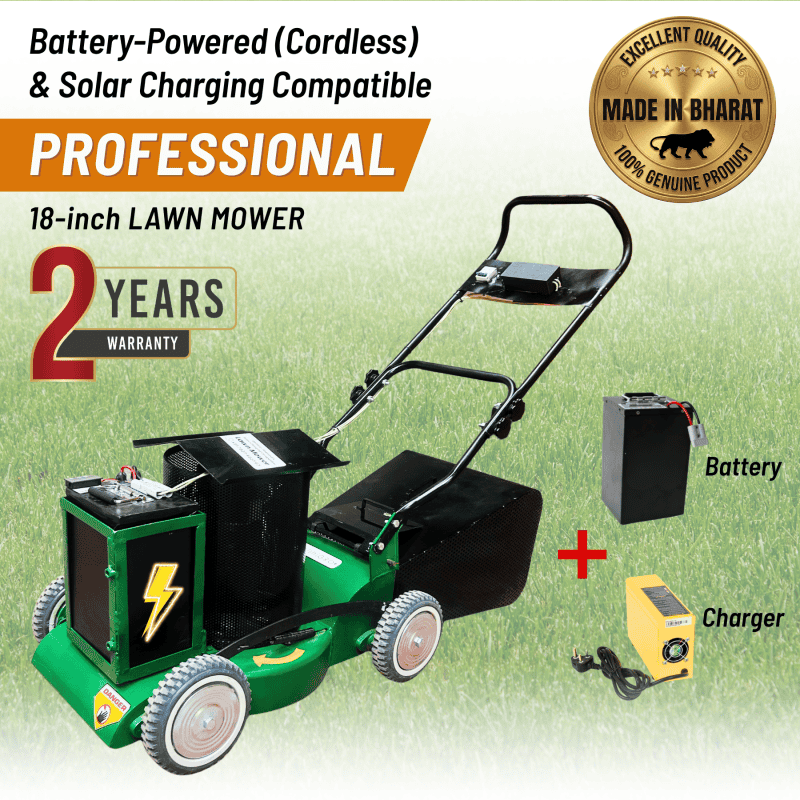 Electric Battery-Powered (Cordless) Professional Lawn Mower 18-inch | Made in India